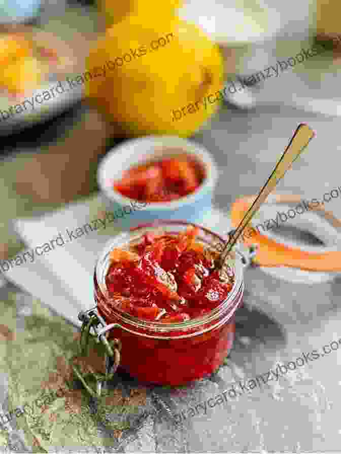 A Close Up Of Quince Jelly In A Glass Jar, Showcasing Its Golden Amber Color And Translucent Texture Jelly Cooking: Recipes For Fruit Nut And Quince Jelly: Cooking And Baking Dessert In A Quick And Easily Explained Way