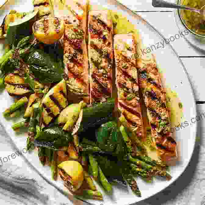 Grilled Salmon With Roasted Vegetables And Lemon Wedges Seafood Mood: Enjoyable And Easy Seafood Recipes